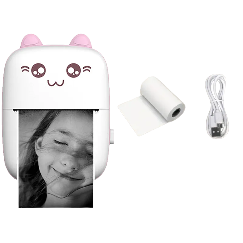 NNEOBA Portable Thermal Printer MINI - Wireless BT 203dpi Photo Label Memo Printing (Pink)