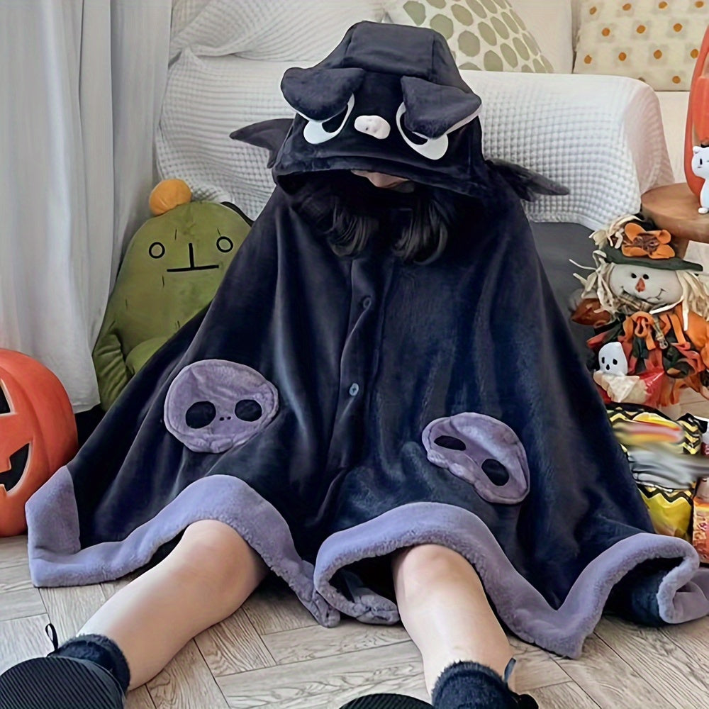 Chill-Proof Cozy Bat-Themed Hooded Wearable Blanket